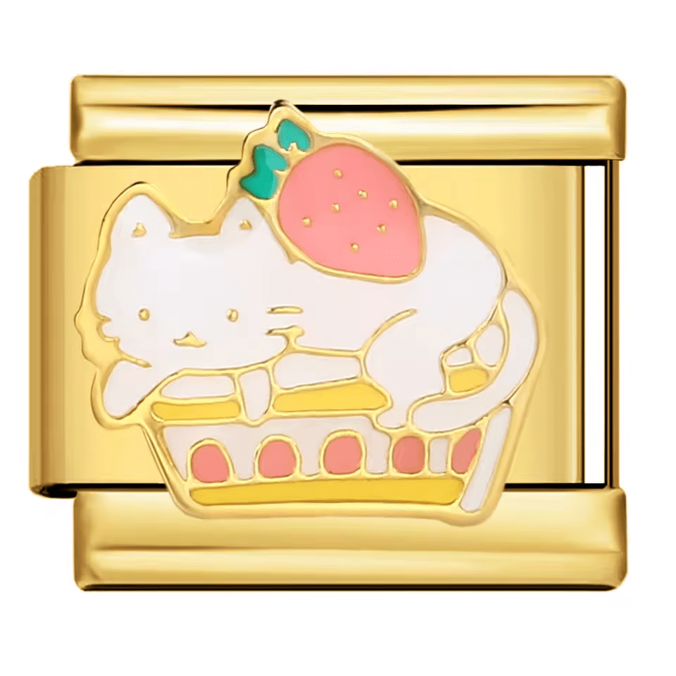 Cat on Strawberry Cake